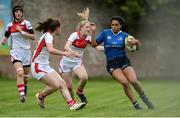 17 September 2016; Rachael Dunne of Leinster is tackled by Vikki Irwin of Ulster during the U18 Girls Interprovincial Series Round 3 between Ulster and Leinster at City of Armagh RFC, Armagh.  Photo by Oliver McVeigh/Sportsfile