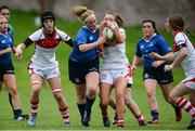 17 September 2016; Caoimhe Molloy of Leinster in action against Caoilinn McCormack and Leah McGoldrick of Ulster during the U18 Girls Interprovincial Series Round 3 between Ulster and Leinster at City of Armagh RFC, Armagh. Photo by Oliver McVeigh/Sportsfile