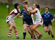 17 September 2016; Caoimhe Molloy  of Leinster in action against Caoilinn McCormack and Leah McGoldrick of Ulster during the U18 Girls Interprovincial Series Round 3 between Ulster and Leinster at City of Armagh RFC, Armagh. Photo by Oliver McVeigh/Sportsfile