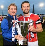 17 September 2016; St Patrick's Athletic manager Liam Buckley with captain Ger O'Brien, right, after the EA Sports Cup Final Match between St Patrick's Athletic and Limerick at Markets Field, Limerick.  Photo by David Maher/Sportsfile