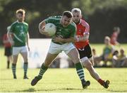 17 September 2016; Chris Hayden of Sean McDermotts in action against Conor McShane of Dundrum during the Volkswagen Junior Football 7s match at St Judes GAA Club, Wellington Lane, Dublin.  Photo by Sam Barnes/Sportsfile