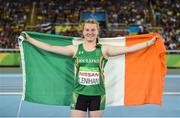 17 September 2016; Noelle Lenihan of Ireland celebrates winning bronze after the F38 Discus Final at the Olympic Stadium during the Rio 2016 Paralympic Games in Rio de Janeiro, Brazil. Photo by Diarmuid Greene/Sportsfile