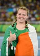 17 September 2016; Noelle Lenihan of Ireland celebrates winning bronze after the F38 Discus Final at the Olympic Stadium during the Rio 2016 Paralympic Games in Rio de Janeiro, Brazil. Photo by Diarmuid Greene/Sportsfile