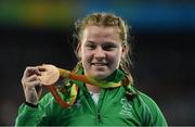 17 September 2016; Noelle Lenihan of Ireland with her bronze medal after the F38 Discus Final at the Olympic Stadium during the Rio 2016 Paralympic Games in Rio de Janeiro, Brazil. Photo by Diarmuid Greene/Sportsfile