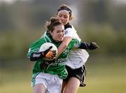 23 January 2011; Aoife Ni Cheallaigh, Caltra Cuans, Galway, in action against Hailey Ballard, St Enda’s, Tyrone. Tesco All-Ireland Junior Ladies Football Club Championship Final Replay, Caltra Cuans, Galway v St Enda’s, Tyrone, Mullahoran, Cavan. Photo by Sportsfile