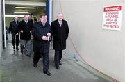 23 January 2011; An Taoiseach Brian Cowen, T.D., and Sheamus Howlin, Chairman of the Leinster Council, as they arrive for the game. AIB Leinster GAA Football All-Ireland Senior Club Championship Final, Rhode v Kilmacud Crokes, O'Moore Park, Portlaoise, Co. Laois. Picture credit: Ray McManus / SPORTSFILE