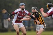 23 January 2011; Rory Shanahan, NUI Galway, in action against Michael Walsh, Kilkenny. Walsh Cup, Kilkenny v NUI Galway, St Patrick's GAA Club, Ballyragget, Co Kilkenny. Picture credit: Ray McManus / SPORTSFILE