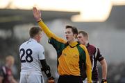 23 January 2011; Referee Barry O'Shea speaks with Kildare's Ciaran Fitzpatrick. O'Byrne Cup Semi-Final, Westmeath v Kildare, Cusack Park, Mullingar, Co. Westmeath. Picture credit: Brian Lawless / SPORTSFILE
