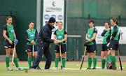 24 January 2011; ESB & the Irish Hockey Association hosted a training session to showcase the progress of the Central Preparation Programme (CPP) and to update on any changes to the squad. The CPP was formed in 2012 with the view to qualifying for the London 2012 Olympic Games. At the session is head coach Gene Muller with players, from left, Hannah Bowe, Anna O'Flanagan, Nicci Daly, Niamh Small, Eimear Cregan and Jean McDonnell. University College Dublin, Belfield, Dublin. Picture credit: Brendan Moran / SPORTSFILE