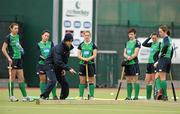24 January 2011; ESB & the Irish Hockey Association hosted a training session to showcase the progress of the Central Preparation Programme (CPP) and to update on any changes to the squad. The CPP was formed in 2010 with the view to qualifying for the London 2012 Olympic Games. At the session is head coach Gene Muller with players, from left, Hannah Bowe, Anna O'Flanagan, Nicci Daly, Niamh Small, Eimear Cregan and Jean McDonnell. University College Dublin, Belfield, Dublin. Picture credit: Brendan Moran / SPORTSFILE