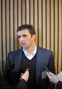 24 January 2011; Wales manager Gary Speed speaking during a press conference ahead of his side's Carling Nations Cup Tournament game against the Republic of Ireland in the Aviva Stadium on February 8th. Wales FA Press Conference, Aviva Stadium, Lansdowne Road, Dublin. Picture credit: David Maher / SPORTSFILE