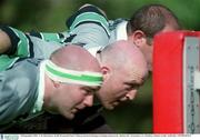 18 September 2001; L-R John Hayes, Keith Wood and Peter Clohessy pictured during a training session. Ireland rugby squad training, Dr. Hickey Park, Greystones, Co. Wicklow. Picture credit; Aoife Rice / SPORTSFILE