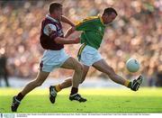 23 September 2001; Evan Kelly of Meath in action against Sean Og De Paor of Galway during the GAA Football All-Ireland Senior Championship Final match between Galway and Meath at Croke Park in Dublin. Photo by Damien Eagers/Sportsfile