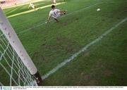 23 September 2001; Trevor Gileso Meath shoots wide of Galway goalkeeper Alan Keane's goal during the GAA Football All-Ireland Senior Championship Final match between Galway and Meath at Croke Park in Dublin. Photo by Brendan Moran/Sportsfile