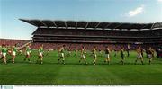 23 September 2001; The Meath team parade prior to the GAA Football All-Ireland Senior Championship Final match between Galway and Meath at Croke Park in Dublin. Photo by Brendan Moran/Sportsfile