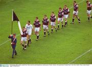23 September 2001; Galway captain Gary Fahey leads the team during the pre-match parade prior to the GAA Football All-Ireland Senior Championship Final match between Galway and Meath at Croke Park in Dublin. Photo by Damien Eagers/Sportsfile