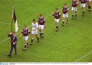 23 September 2001; Galway captain Gary Fahey leads the team during the pre-match parade prior to the GAA Football All-Ireland Senior Championship Final match between Galway and Meath at Croke Park in Dublin. Photo by Damien Eagers/Sportsfile