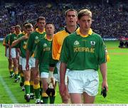 23 September 2001; Meath captain Trevor Giles leads his team during the pre-match parade prior to the GAA Football All-Ireland Senior Championship Final match between Galway and Meath at Croke Park in Dublin. Photo by Ray McManus/Sportsfile