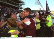 23 September 2001; Paul Clancy of Galway is congratulated by supporters following the GAA Football All-Ireland Senior Championship Final match between Galway and Meath at Croke Park in Dublin. Photo by Damien Eagers/Sportsfile