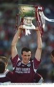 23 September 2001; Joe Bergin of Galway celebrates with the Sam Maguire cup followiong the GAA Football All-Ireland Senior Championship Final match between Galway and Meath at Croke Park in Dublin. Photo by Ray McManus/Sportsfile