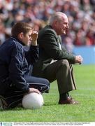 23 September 2001; Frank Hughes pictured on his final day of work at Croke Park as a games official with Fionan Mulvihill, left, during the GAA Football All-Ireland Senior Championship Final match between Galway and Meath at Croke Park in Dublin. Photo by Pat Murphy/Sportsfile