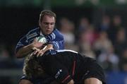 28 September 2001; Leinster's Keith Gleeson is tackled by Cedric Heymans, Toulouse. Leinster v Toulouse, Heineken European Cup, Donnybrook, Dublin, Ireland. Rugby. Picture credit; Brendan Moran / SPORTSFILE *EDI*