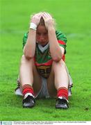 30 September 2001; A dejected Emma Mullin, Mayo, after defeat by Laois. Mayo v Laois, All Ireland Ladies Football Final, Croke Park, Dublin. Picture credit; Brian Lawless / SPORTSFILE