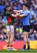 18 September 2016; Lee Keegan of Mayo and Diarmuid Connolly of Dublin during the GAA Football All-Ireland Senior Championship Final match between Dublin and Mayo at Croke Park in Dublin. Photo by Stephen McCarthy/Sportsfile