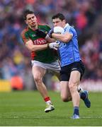 18 September 2016; Diarmuid Connolly of Dublin in action against Lee Keegan of Mayo during the GAA Football All-Ireland Senior Championship Final match between Dublin and Mayo at Croke Park in Dublin. Photo by Stephen McCarthy/Sportsfile