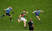 18 September 2016; Cillian O'Connor of Mayo kicks the equalising point near the end of the GAA Football All-Ireland Senior Championship Final match between Dublin and Mayo at Croke Park in Dublin. Photo by Daire Brennan/Sportsfile