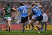 18 September 2016; Lee Keegan of Mayo and Diarmuid Connolly of Dublin, 14, tussle off the ball during the GAA Football All-Ireland Senior Championship Final match between Dublin and Mayo at Croke Park in Dublin. Photo by Piaras Ó Mídheach/Sportsfile