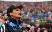 18 September 2016; A Dublin supporter during the GAA Football All-Ireland Senior Championship Final match between Dublin and Mayo at Croke Park in Dublin. Photo by Cody Glenn/Sportsfile