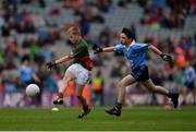 18 September 2016; Dara O'Callaghan, Kilcummin, Killarney, Co. Kerry, in action against Donal Sheehan, Glenville N.S, Glenville, Co. Cork, representing Dublin during the INTO Cumann na mBunscol GAA Respect Exhibition Go Games at the GAA Football All-Ireland Senior Championship Final match between Dublin and Mayo at Croke Park in Dublin. Photo by Seb Daly/Sportsfile