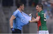 18 September 2016; Lee Keegan of Mayo and Diarmuid Connolly of Dublin in a tussle off the ball during the GAA Football All-Ireland Senior Championship Final match between Dublin and Mayo at Croke Park in Dublin. Photo by Piaras Ó Mídheach/Sportsfile