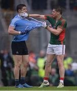 18 September 2016; Lee Keegan of Mayo and Diarmuid Connolly of Dublin in a tussle off the ball during the GAA Football All-Ireland Senior Championship Final match between Dublin and Mayo at Croke Park in Dublin. Photo by Piaras Ó Mídheach/Sportsfile