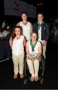 18 September 2016; Members of the Ireland throwing team, Niamh McCarthy, Orla Barry, Deirdre Mongan, and Noelle Lenihan before the closing ceremony of the Rio 2016 Paralympic Games at the Maracana Stadium in Rio de Janeiro, Brazil. Photo by Diarmuid Greene/Sportsfile