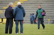 23 January 2011; Kerry manager Jack O'Connor sets out the cones for his team's warm-up as Kerry selector Ger O'Keeffe and Cork manager Conor Counihan chat before the game. McGrath Cup Semi-Final, Kerry v Cork, Dr. Crokes GAA Club, Lewis Road, Killarney, Co. Kerry. Picture credit: Brendan Moran / SPORTSFILE
