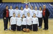 26 January 2011; The St. Vincents Secondary School, Cork, team. Basketball Ireland Girls U16A Schools Cup Final, Calasanctius College, Oranmore, Galway v St. Vincents Secondary School, Cork, National Basketball Arena, Tallaght, Dublin. Picture credit: Stephen McCarthy / SPORTSFILE