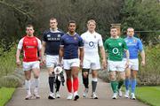26 January 2011; Captains, from left to right, Matthew Rees, Wales, Alastair Kellock, Scotland, theirry Dusatoir, France, Lewis Moody, England, Brian O'Driscoll, Ireland, and Leonardo Ghiraldini, Italy, at the RBS Six Nations Rugby Championship launch. The Hurlingham Club, London, England. Picture credit: Matthew Impey / SPORTSFILE