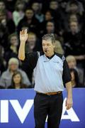 26 January 2011; Referee Stephen Brierley. Basketball Ireland Girls U16A Schools Cup Final, Calasanctius College, Oranmore, Galway v St. Vincents Secondary School, Cork, National Basketball Arena, Tallaght, Dublin. Picture credit: Stephen McCarthy / SPORTSFILE