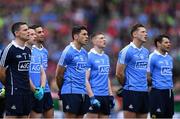 18 September 2016; The Dublin team during a minute silence ahead of the GAA Football All-Ireland Senior Championship Final match between Dublin and Mayo at Croke Park in Dublin. Photo by Ramsey Cardy/Sportsfile