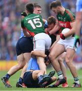 18 September 2016; Players from both sides tussle, including John Small and Cian O'Sullivan of Dublin and Cillian O'Connor and Aidan O'Shea of Mayo, during the GAA Football All-Ireland Senior Championship Final match between Dublin and Mayo at Croke Park in Dublin. Photo by Ramsey Cardy/Sportsfile