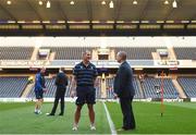 16 September 2016; Leinster senior coach Stuart Lancaster, left, in conversation with Leinster head of communications Marcus Ó Buachalla ahead of the Guinness PRO12 Round 3 match between Edinburgh and Leinster at BT Murrayfield Stadium in Edinburgh, Scotland. Photo by Ramsey Cardy/Sportsfile