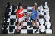 20 September 2016; Captains from all 6 TG4 All Ireland finalists assembled in Croke Park today to urge supporters to travel to the TG4 All Ireland finals and help set a new attendance record at the TG4 All Ireland Finals of over 33,000. Antrim will take on Longford in the TG4 Junior Final at 11:45am with Kildare meeting Clare in the TG4 Intermediate Final at 1:45pm. Cork will defend their TG4 Senior All- Ireland title against Dublin at 4pm with the Rebellettes hoping to make it 6 Brendan Martin Cups in a row and join Kerry as the most successful county in the history of the game with 11 All Irelands. Pictured in attendance at the event is in Croke Park are Ciara O'Sullivan, left, of Cork and Noelle Healy of Dublin with the Brendan Martin Cup. Photo by Brendan Moran/Sportsfile