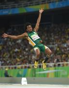 17 September 2016; Mpumelelo Mhlongo of South Africa in action during the Men's Long Jump T44 Final at the Olympic Stadium during the Rio 2016 Paralympic Games in Rio de Janeiro, Brazil. Photo by Diarmuid Greene/Sportsfile