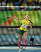 17 September 2016; Rae Anderson of Australia in action during the F38 Discus Final at the Olympic Stadium during the Rio 2016 Paralympic Games in Rio de Janeiro, Brazil. Photo by Diarmuid Greene/Sportsfile