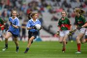 18 September 2016; Keelan Murphy, St Naile's PS, Kinawley, Fermanagh, representing Dublin, and Shaune Parker, Ballymacarbry NS, Ballymacarbry, Waterford, representing Dublin, left in action against Eimear Scullion, St Treas, Ballyronan, Derry, representing Mayo, and Maria Farrell, Ardnagrath NS, Athlone, Westmeath, representing Mayo, during the INTO Cumann na mBunscol GAA Respect Exhibition Go Games at the GAA Football All-Ireland Senior Championship Final match between Dublin and Mayo at Croke Park in Dublin. Photo by Ray McManus/Sportsfile