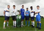 21 September 2016; In attendance at the launch of the FAI Third Level Season 2016/2017 are, from left, Georgie Poynton, Dundalk IT, Jamie McGrath, Maynooth University, Jason Lyons, Athlone IT, Samir Belhout, UCD, Carlton Ubaezuonu, Dundalk IT, and Jack Watson, DCU, at FAI HQ, Abbotstown in Dublin. Photo by David Maher/Sportsfile