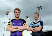 21 September 2016; Pictured at the launch of the 2016/2017 EY Hockey League are, Kirk Shimmins, Pembroke, left, and Neal Glassey, Lisnagarvey, which took place at the National Hockey Stadium today. EY Hockey League will see the best teams in Ireland competing against each other week in week out for 18 competitive rounds. The league will play home to many of Ireland’s current international stars as well as a wealth of aspiring talent and team stalwarts. EY is committed to building the highest performing diverse teams. Hockey is an equal sport where both men and women can compete at the same level and we are committed to strengthening gender equality. National Hockey Stadium, UCD in Belfield, Dublin. Photo by Piaras Ó Mídheach/Sportsfile