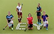 21 September 2016; Pictured at the launch of the 2016/2017 EY Hockey League are, from left, Neal Glassey, Lisnagarvey, Jessica McGirr, Loreto, Cliodhna Sargent, Cork Harlequins, Elena Tice, UCD, and Kirk Shimmins, Pembroke Wanderers, which took place at the National Hockey Stadium today. EY Hockey League will see the best teams in Ireland competing against each other week in week out for 18 competitive rounds. The league will play home to many of Ireland’s current international stars as well as a wealth of aspiring talent and team stalwarts. EY is committed to building the highest performing diverse teams. Hockey is an equal sport where both men and women can compete at the same level and we are committed to strengthening gender equality. National Hockey Stadium, UCD in Belfield, Dublin. Photo by Piaras Ó Mídheach/Sportsfile
